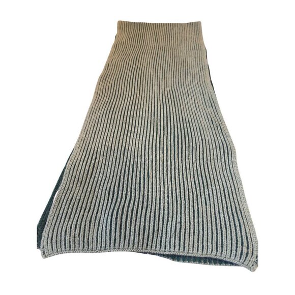 The Drop Womens Bliss Two Toned Ribbed Knit Scarf Green Striped Design One Size - Picture 7 of 12